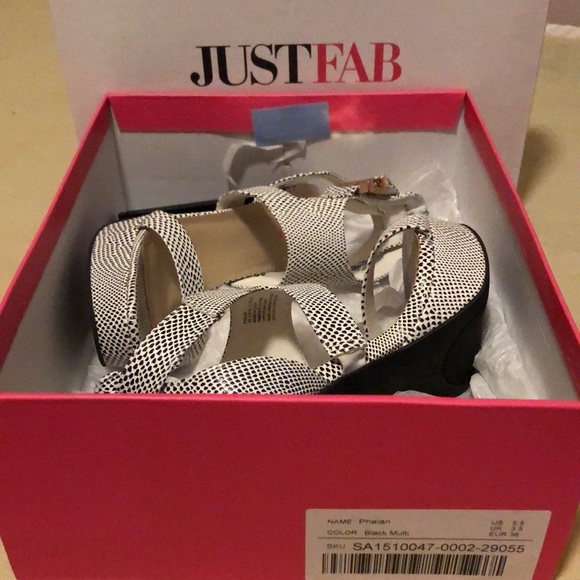 JustFab Phelan Heels Size 5.5 Black Multi Shoe - Picture 7 of 7